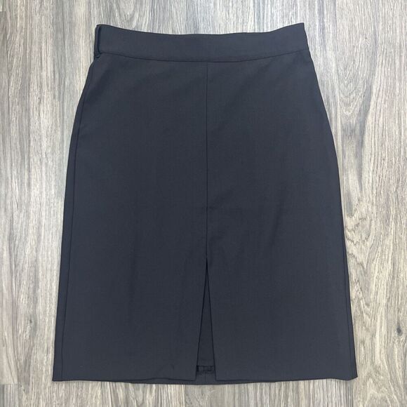 Banana Republic A-line Front Slit Knee Length Classic Black Skirt Size 4 - Picture 1 of 7